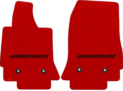 Lingenfelter C7 Corvette LLoyds Mats Black Logo on Red Floor Mats