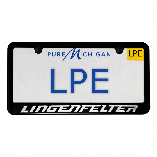 Lingenfelter CNC Logo Black Finish License Plate Frame